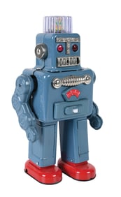 JAPANESE TIN LITHO BATTERY-OPERATED SMOKING SPACEMAN