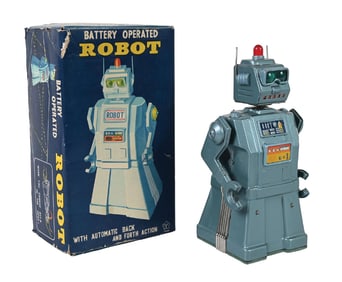 JAPANESE TIN LITHO BATTERY-OPERATED DIRECTIONAL ROBOT