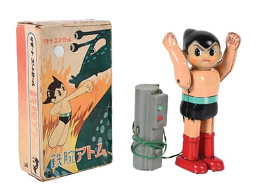 JAPANESE BANDAI TIN LITHO & VINYL REMOTE CONTROL ASTRO BOY TOY