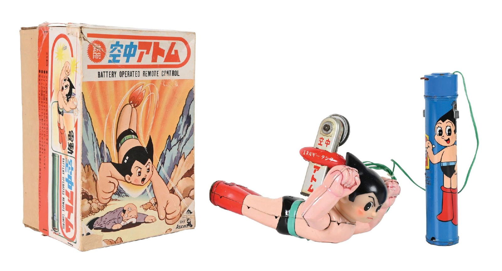 JAPANESE TIN LITHO BATTERY-OPERATED REMOTE CONTROL ASTRO BOY TOY W/ ORIGINAL BOX (1 of 4)