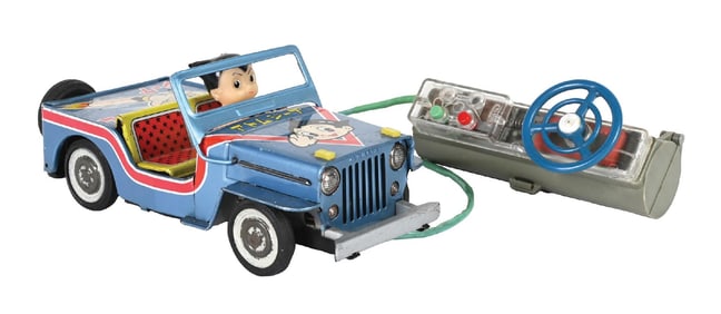 JAPANESE TIN LITHO BATTERY-OPERATED REMOTE CONTROL ASTRO BOY JEEP