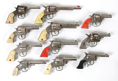 LOT OF 11 VINTAGE CAST IRON CAP GUNS