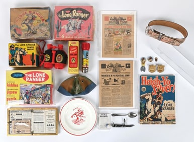 LARGE LOT OF APPROX. 20 VINTAGE LONE RANGER ITEMS