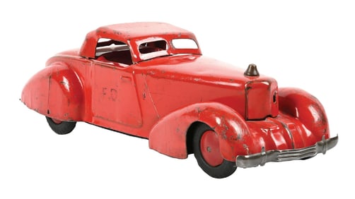 EARLY PRESSED STEEL WYANDOTTE FIRE DEPARTMENT CAR PUSH TOY