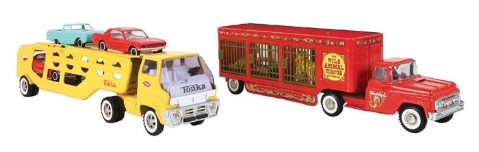 LOT OF 2: TONKA & BUDDY "L" PRESSED STEEL SEMI-TRUCKS