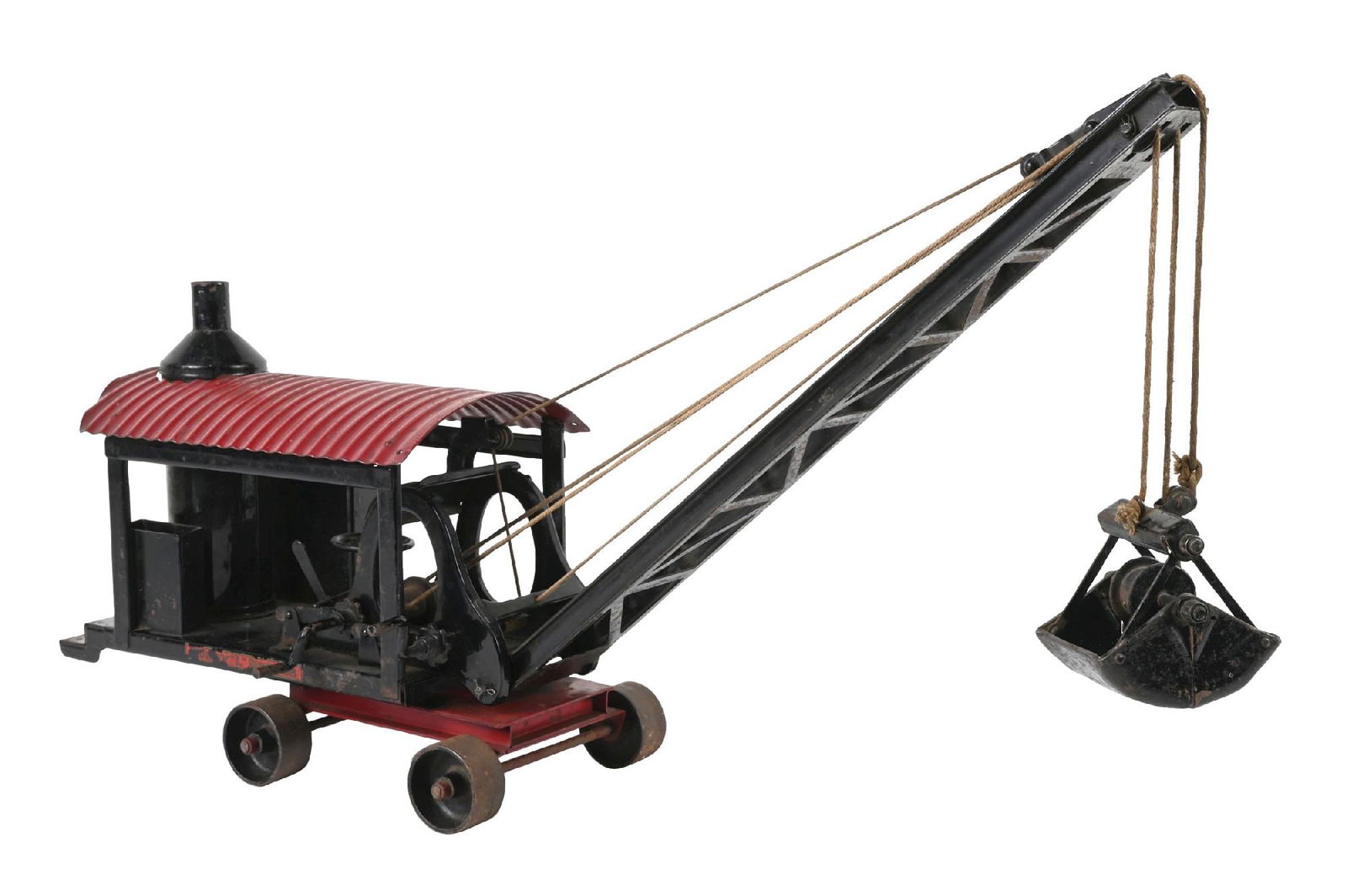 BUDDY "L" DREDGE: Some scratches and paint chips throughout. Condition: (Very Good Plus). Dimensions: 33 - 1/2" x 8 - 1/2" x 11 - 1/2".