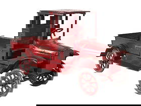 BUDDY "L" INTERNATIONAL HARVESTER RED BABY: Some significant paint loss in the bed, the running boards, and the cab roof. Condition: (Good). Dimensions: 23" x 8 - 1/2" x 12 - 1/4".