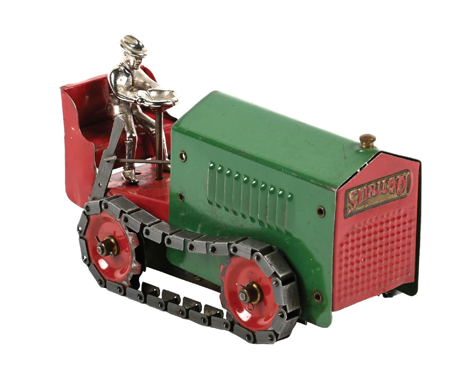 STRUCTO PRESSED STEEL WIND-UP TOY TRACTOR (1 of 5)