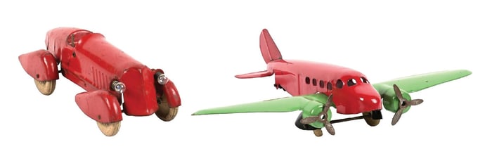 LOT OF 2: WYANNDOTTE PRESSED STEEL VEHICLE TOYS