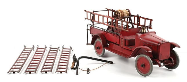 PRESSED STEEL BUDDY L FIRE LIDDER TOY TRUCK
