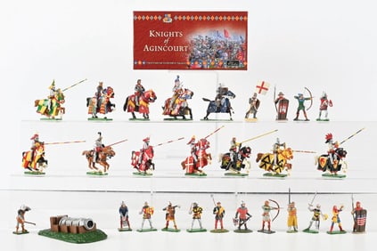 W. BRITAIN'S KNIGHTS OF AGINCOURT & OTHERS HERALDIC MINIATURE KNIGHTS