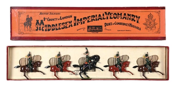 W. BRITAIN'S PRE-WAR 1ST COUNTY OF LONDON MIDDELSEX IMPERIAL YEOMANRY DUKE OF CAMBRIDGE'S HUSSARS