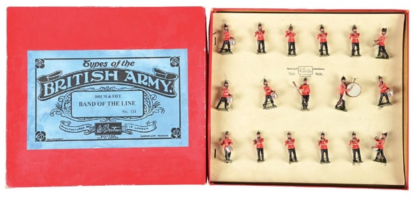 W. BRITAIN'S BRITISH ARMY DRUM & FIFE BAND OF THE LINE SET NO. 1085