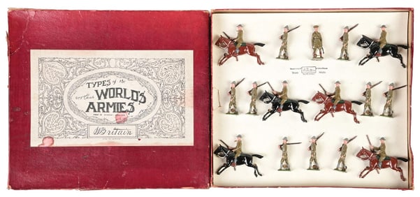 W. BRITAIN'S PRE-WAR TYPES OF THE WORLD'S ARMIES US INFANTRY & CAVALRY SET NO. 1816 IN 3-TIER BOX