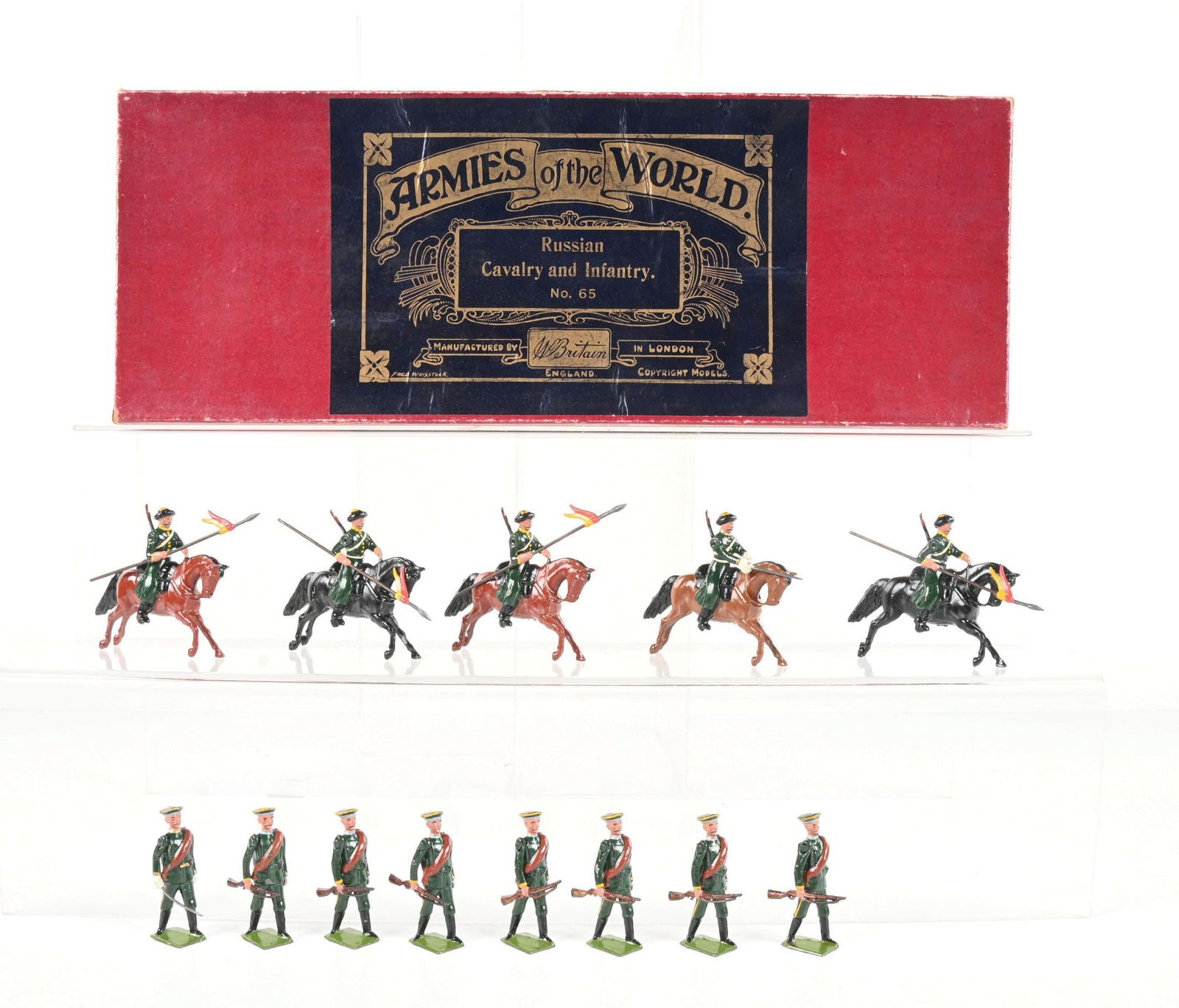 W. BRITAIN'S RUSSIAN CAVALRY & INFANTRY 2-TIER BOX SET NO. 65 (1 of 2)
