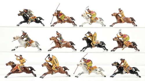 HEYDE 7CM MOUNTED INDIANS ON ATTACK