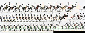 LUCOTTE FRENCH NAPOLEONIC INFANTRY UNIT: Contemporary. 26 Infantry and 2 mounted. 28 pieces total. Condition: (Excellent). Dimensions: Largest Box: 12" x 9" x 3". CORRECTION: There are 56 total.