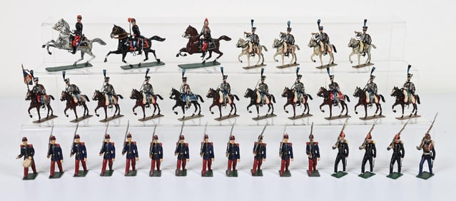 MIGNOT 7.5CM MOUNTED OFFICERS, FRENCH INFANTRY & 54MM FRENCH HUSSARS