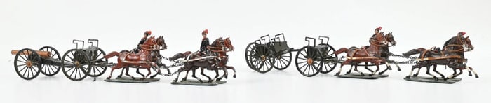 MIGNOT FRENCH HORSE-DRAWN CANNON W/ CAISSON & HORSE-DRAWN AMMUNITION CAISSON
