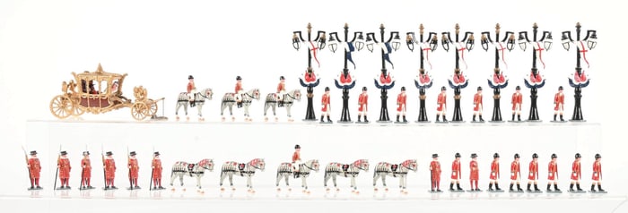 TROPHY OF WALES CORONATION COACH W/ OUTRIDERS & STREET FURNITURE