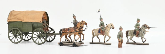 ELASTOLIN 10CM IMPERIAL GERMANY ARMY SUPPLY WAGON W/ BOX