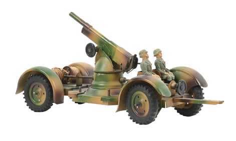 HAUSSER ELASTOLIN PRE-WAR MOBILE ELEVATED FLAK CANNON W/ OPERATORS