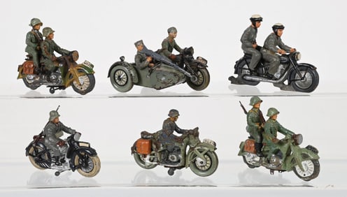 LOT OF 6 LINEOL & ELASTOLIN WEHRMACHT MOTORCYCLES