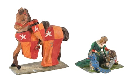 LOT OF 2: COURTENAY-PING THE EARL OF OXFORD DISMOUNTED W/ HORSE