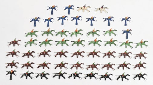 LOT OF 54: H.C. EVANS HAND-PAINTED RACING HORSES.