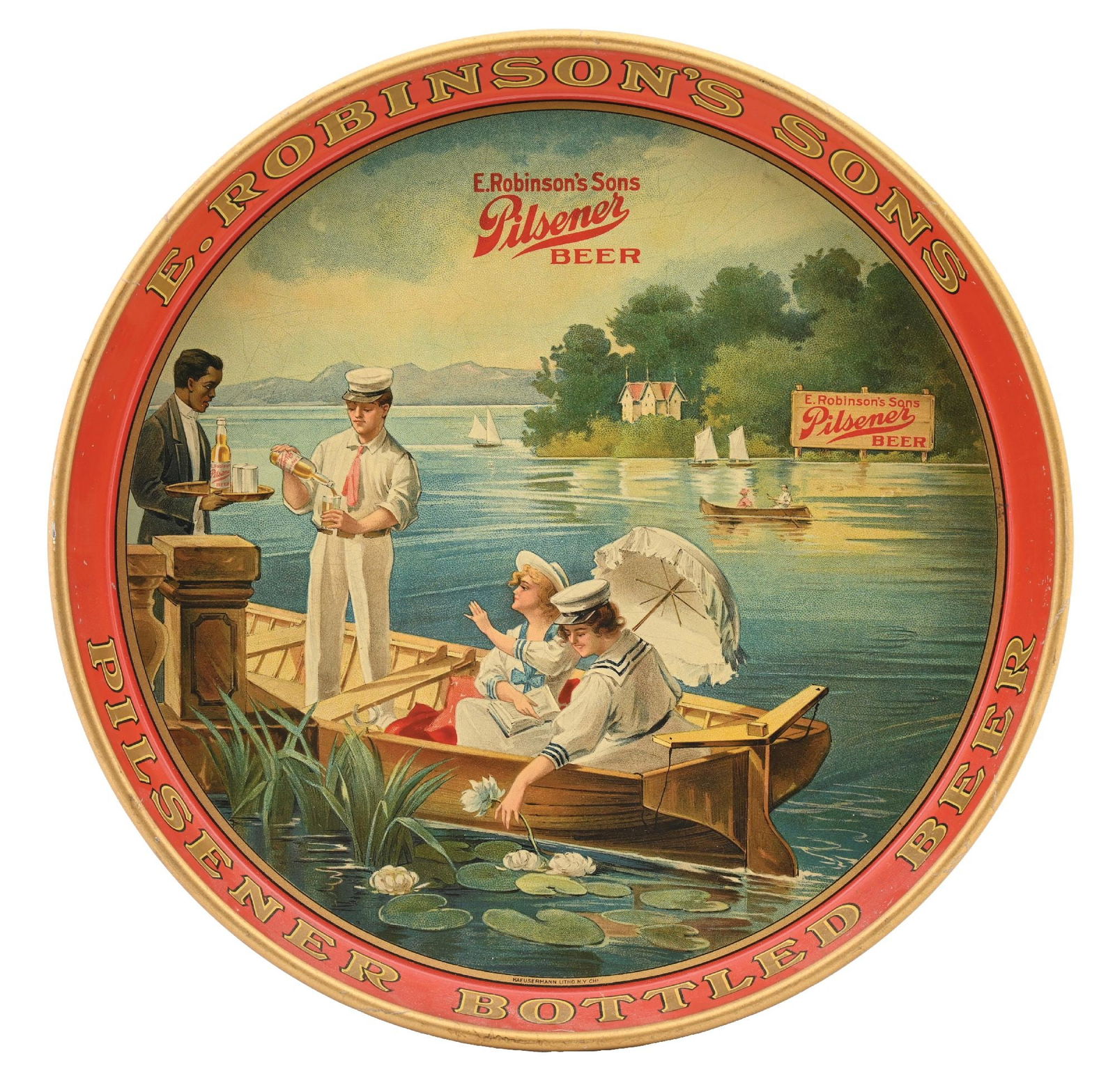 E. ROBINSON'S SONS BREWING CO. LAKE SCENE BEER TRAY