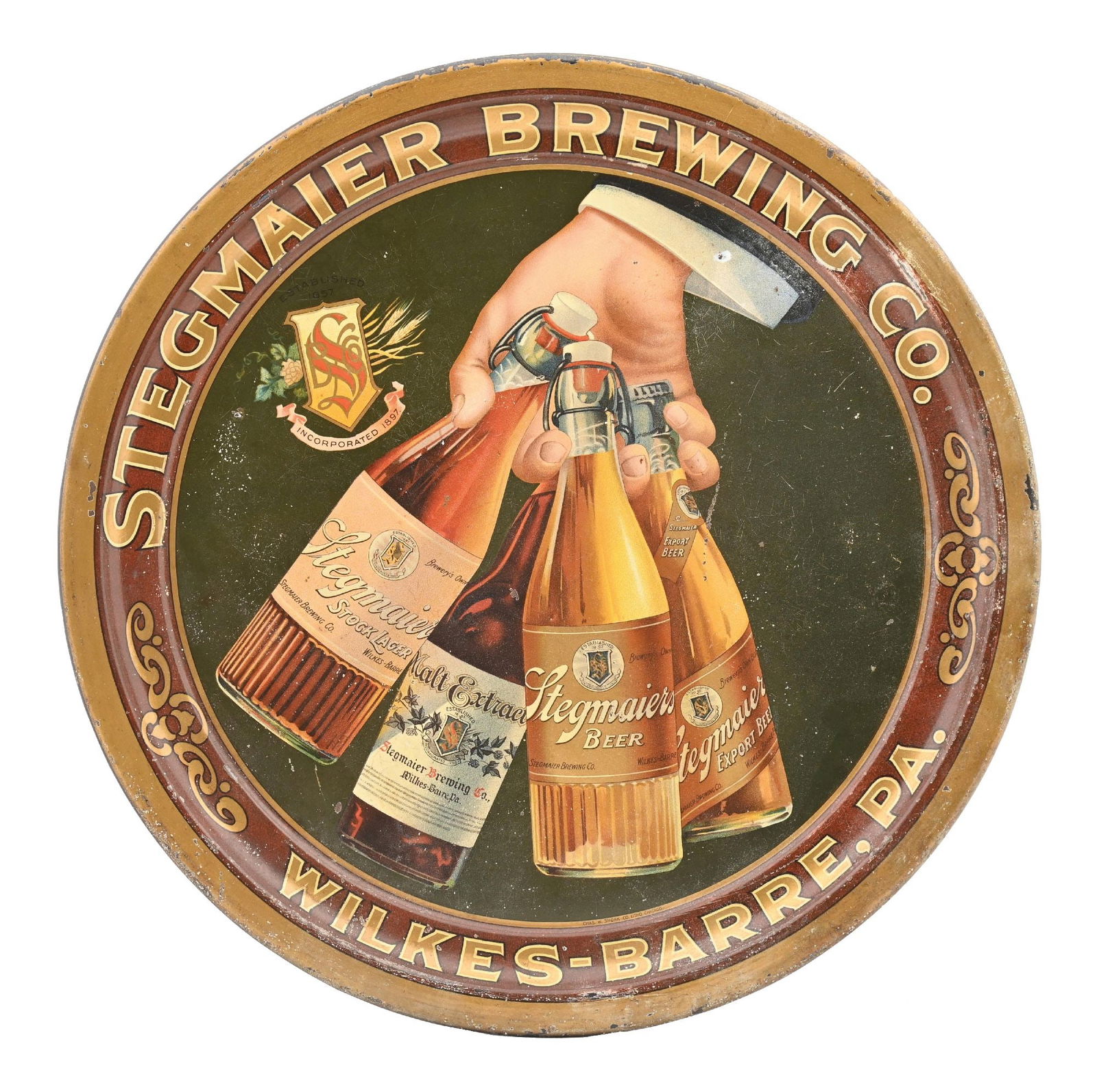 STEGMAIER BREWING CO. BEER TRAY (1 of 3)