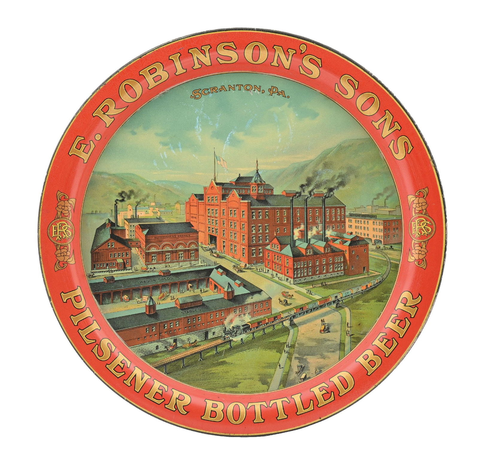 E. ROBINSON'S SONS FACTORY SCENE BEER TRAY (1 of 3)
