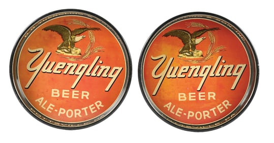 COLLECTION OF 2 D.G. YUENGLING & SON INC. YUENGLING EAGLE BEER TRAYS