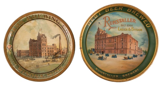 COLLECTION OF 2 RUHSTALLER AND PARK BREWING CO. TRAYS
