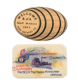 PAIR OF YORK & COLUMBIAN BREWING CO. CELLULOID POCKET MIRRORS