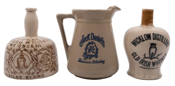 COLLECTION OF 3 WHISKEY JUGS