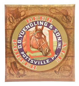 D.G. YUENGLING & SON CELLULOID OVER CARDBOARD HORSE HEAD SIGN