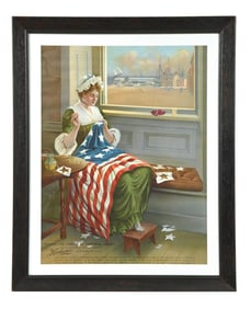 HORLACHER BEER BETSY ROSS LITHOGRAPH