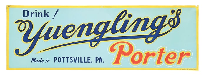 YUENGLING'S PORTER EMBOSSED TIN LITHOGRAPH SIGN