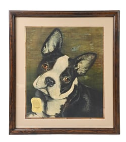 CENTLIVRE BREWING CORP. BOSTON TERRIER CARDBOARD SIGN