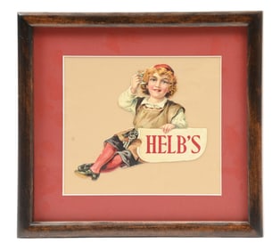 HELB'S BEER DIE-CUT CARDBOARD SIGN