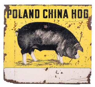 STEEL PAINTED POLAND CHINA HOG SIGN