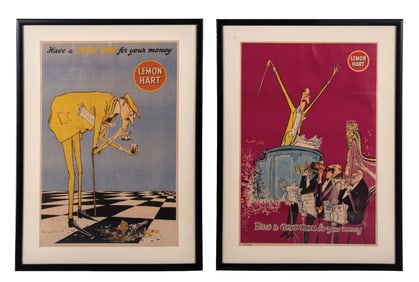 PAIR OF FRAMED LEMON HART RUM POSTERS