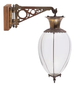 PHARMACEUTICAL SHOW GLOBE W/ CAST IRON WALL BRACKET