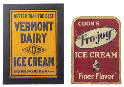 PAIR OF TIN ICE CREAM SIGNS