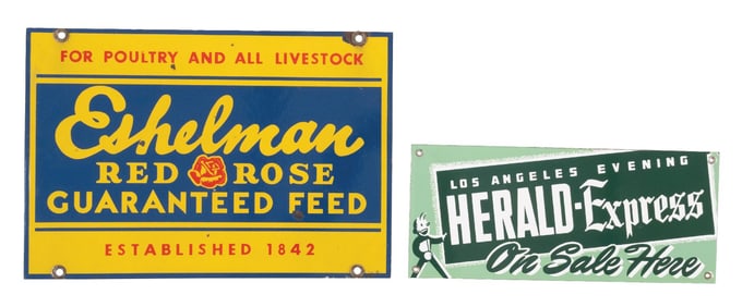 PAIR OF PORCELAIN ADVERTISING SIGNS