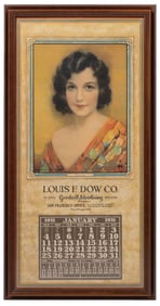LOUIS F. DOW CO.GOODWILL ADVERTISING CALENDAR FRAMED OF BEAUTIFUL WOMAN
