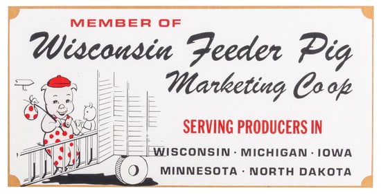 WISCONSIN FEEDER PIG MASONITE AGRICULTURAL SIGN