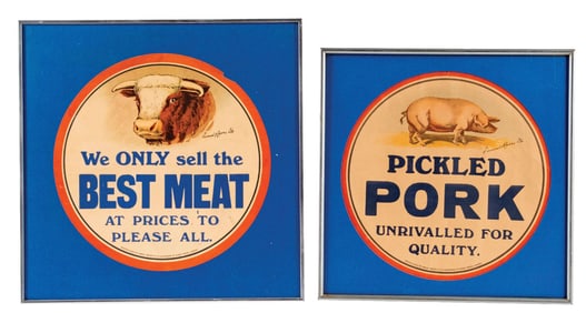 PAIR OF BEEF & PORK PIG ADVERTISING SIGNS