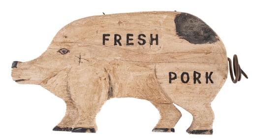 WOODEN FRESH PORK SIGN IN THE FORM OF A PIG